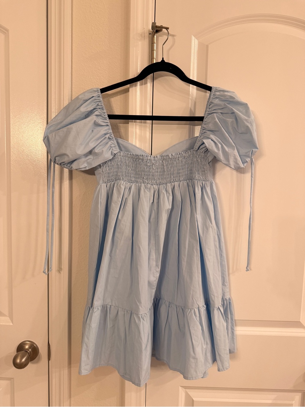 Jessie Sweetheart Neckline Puff-Sleeve Mini Dress - Light Blue - Picture 4 of 5